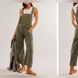 We the Free by Free People Good Luck Barrel Overalls weeping willow color NWOT